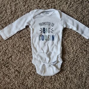 0-3M Carter's White 'Big Cousin' Baby Onesie